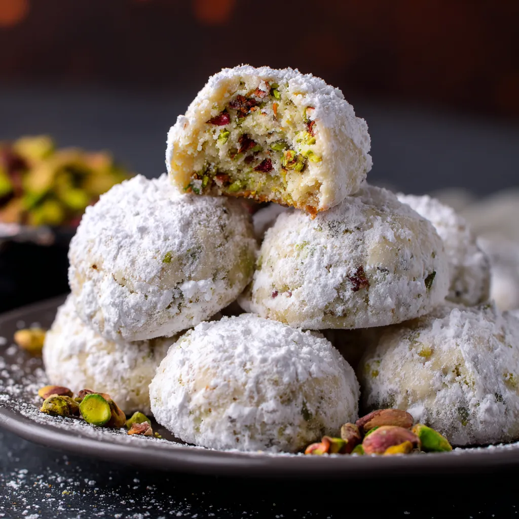 Pistachio Snowball Cookies
