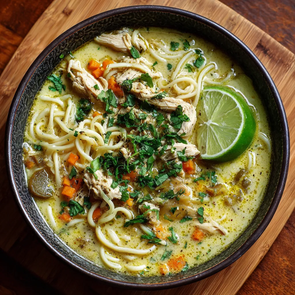 Thai-Inspired Chicken Noodle Soup – Coconut, Lime & Herbs