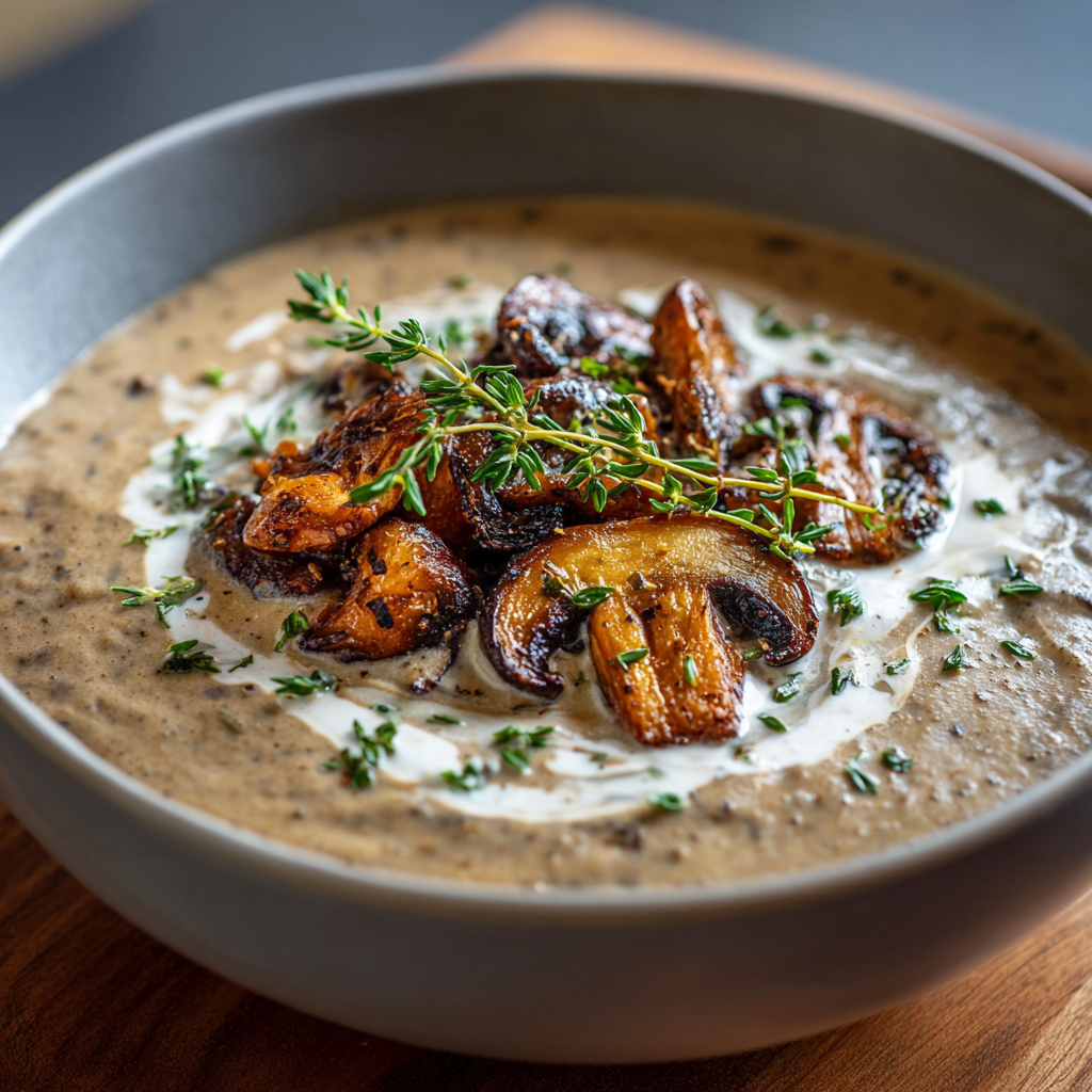 Creamy Mushroom Soup with Thyme