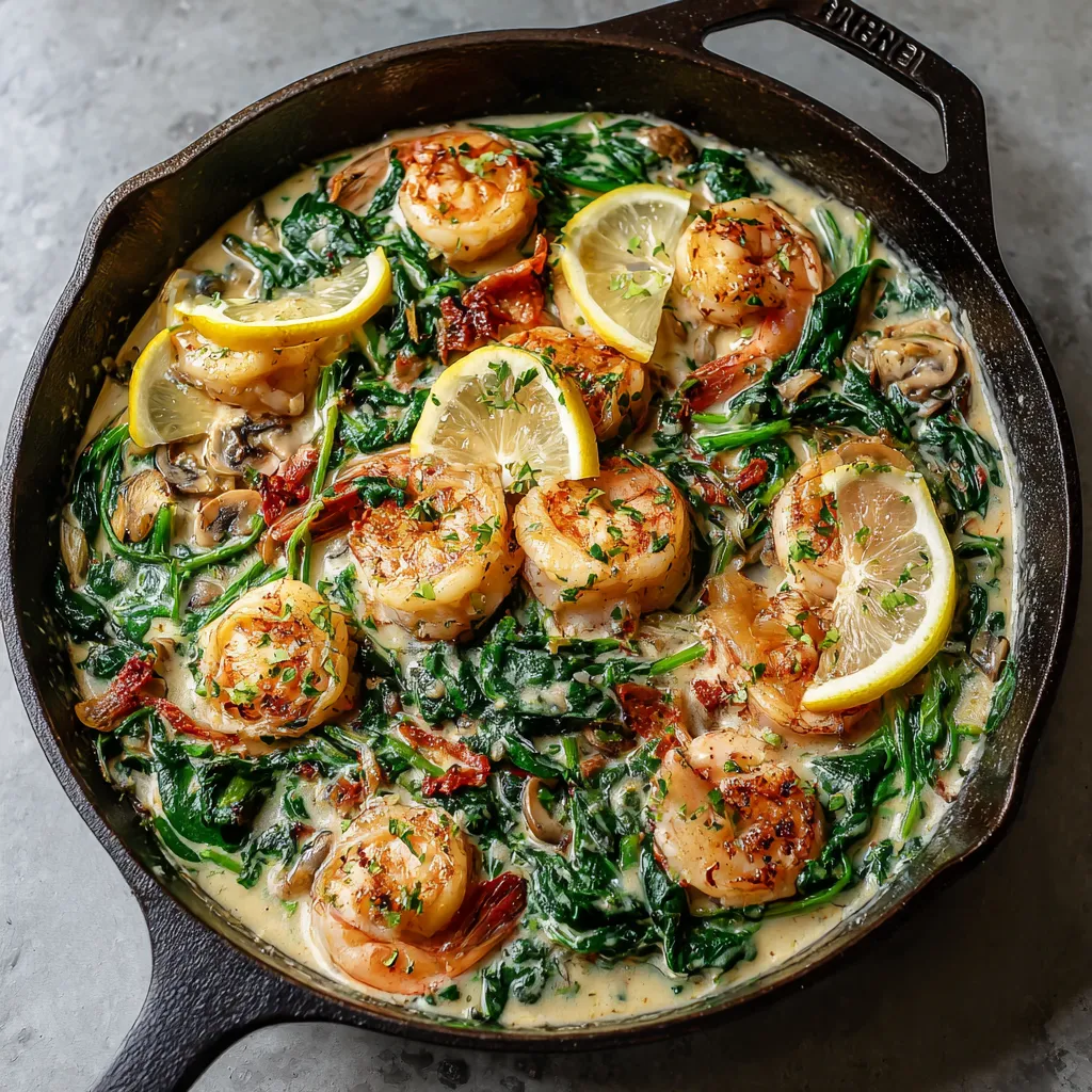 Creamy Spinach Seafood Skillet