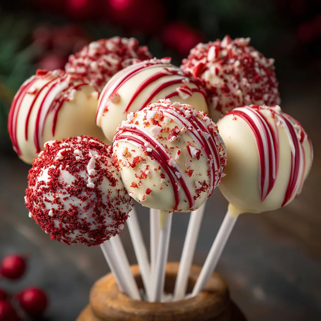 Red Velvet Candy Cane Cake Pops