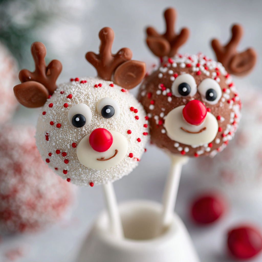 Red Velvet Rudolph Cake Pops – Adorably Festive & Delicious