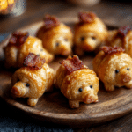 Kid-friendly pigs in a blanket made with mini sausages wrapped in golden crescent dough.