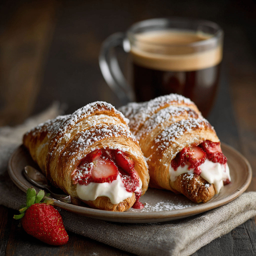 Strawberry Cream Stuffed Croissants