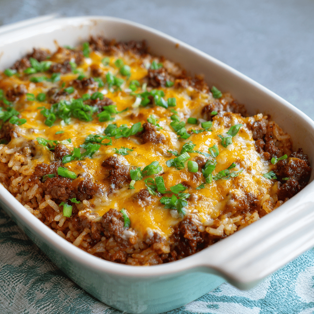 Baked Beef and Rice Casserole