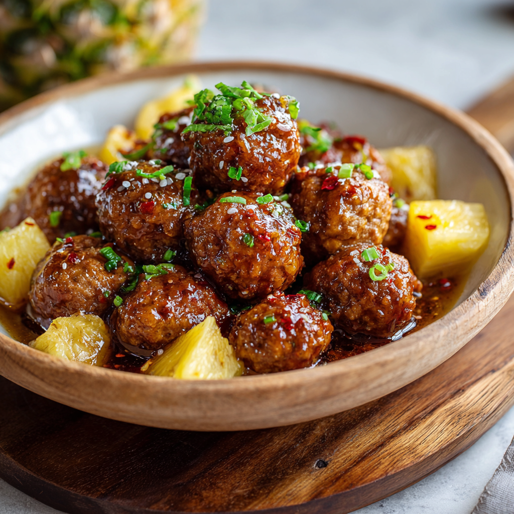 Brown Sugar Pineapple Hawaiian Meatballs