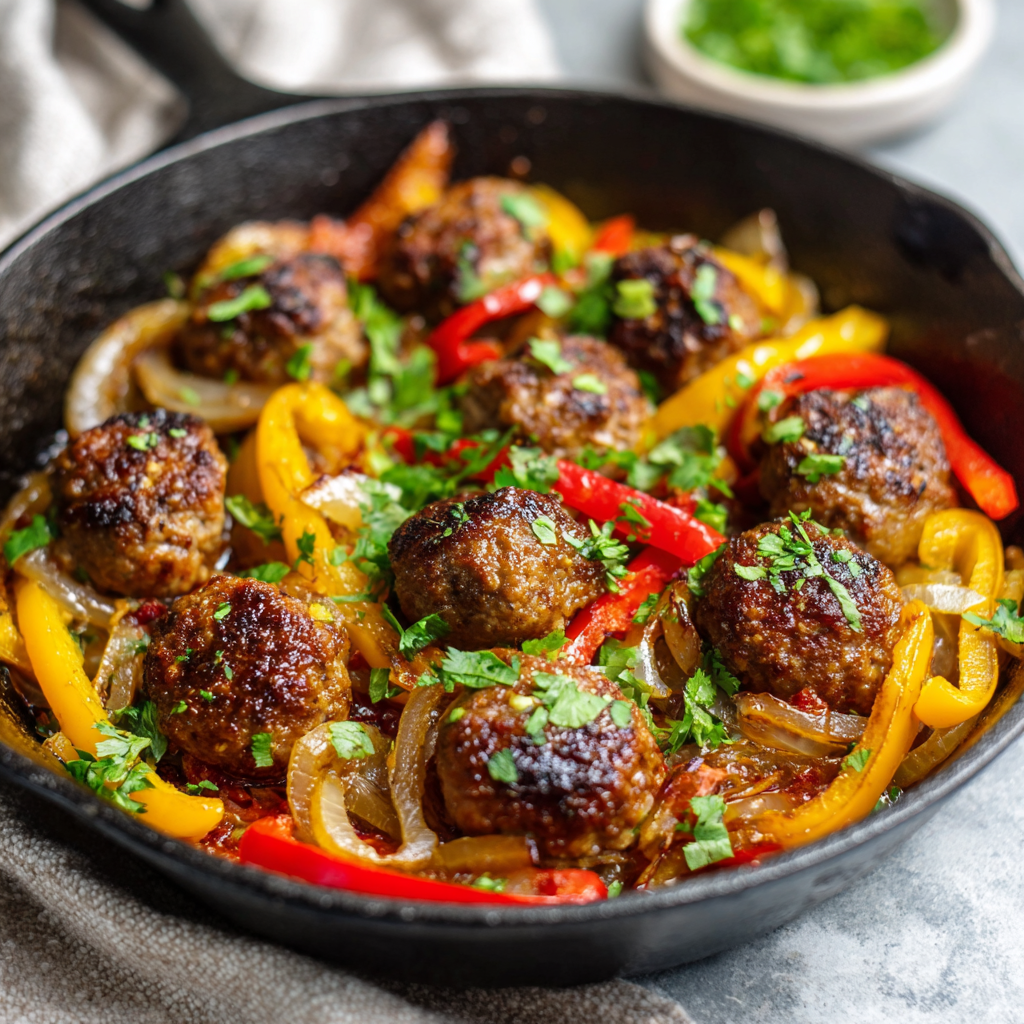 Hawaiian Meatballs with Bell Peppers and Onions